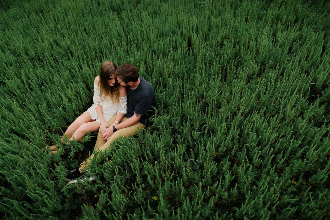 Engagement photo in greenery