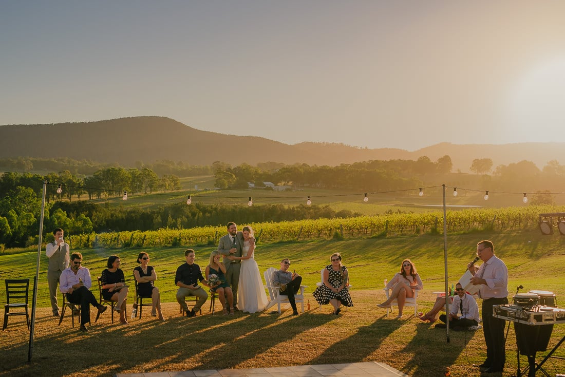 sunset wedding speeches hanging tree wines
